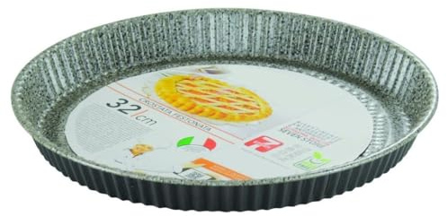 OISE ART STORE Trade Shop - Teglia Stampo Crostata Tonda con Bordo Festonata ø28-32 Cm Antiaderente AntiGraffio - -Diametro 32cm -