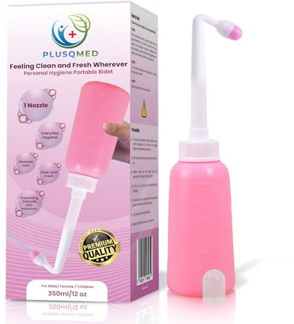 Peri-flaska för postpartumvård – 350 ml bärbar bidéflaska med 1 munstycke lagrad inuti | Reseperineal tvätt för återhämtning av ny mamma, feminin hygien och daglig intim vård – rosa