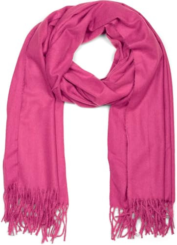 styleBREAKER Unisex Web-Schal Viskose Fransen, Himbeere