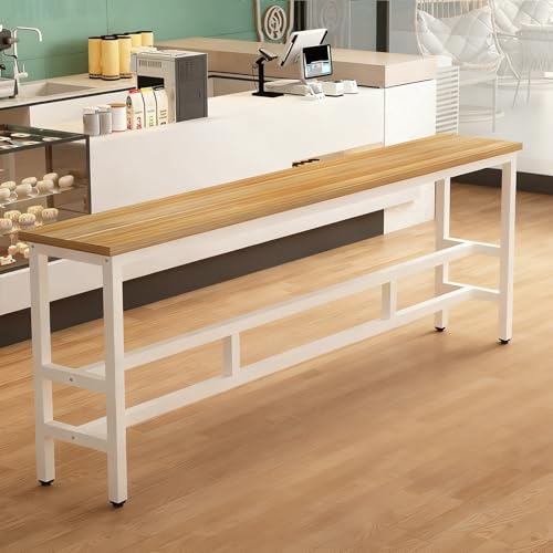 Rektangulärt Barbord Höga Frukostbord för Kök Pubbord I Trä för Bistro Matsal Vardagsrum(Beige,100x30x105cm)
