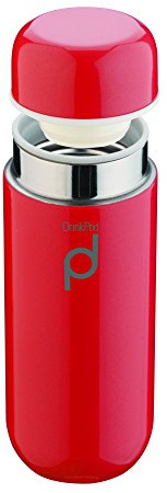 Drink Pod 200ml Vacuum Insulated Stainless Steel Flask, Red | Compact vacuum insulated stainless steel flask helps keep drinks hot or cold in a reusable, travel-friendly design.