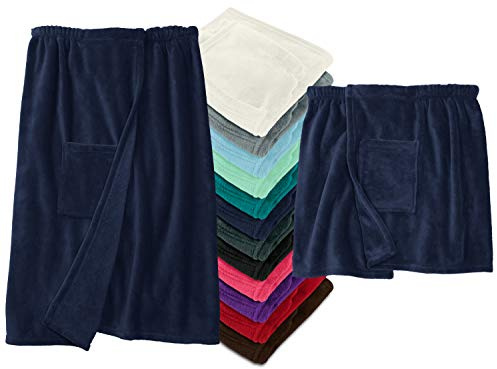 Toalla de Sauna en Suave Forro Polar con Cremallera - para Hombre y Mujer en 2 tamaños para Cada uno - diseño clásico y Elegante - Disponible en 9 Colores Modernos - Marine, Damen S/M