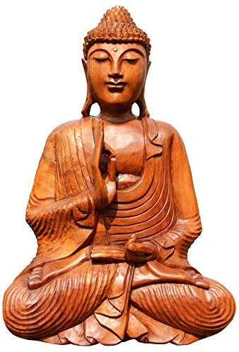 Wogeka Super schöner 60 cm Buddha Meditation Holz Budda Feng Shui BM60