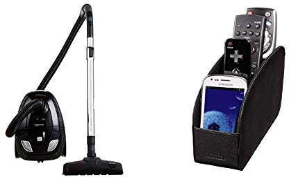 Amazon Basics Aspirateur avec sac, 1,5L, énergie A, moteur haute efficacité & Hama Support de télécommande Major (pour 4 télécommandes au maximum) Noir