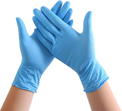 LAEMILIA 100 PCS Gants Nitrile Jetables Non Poudrés Imperméable pour Nourriture Cuisson Soins médicaux Beauté Coiffure Industriel Sanitaire Bricolage (L, Bleu)