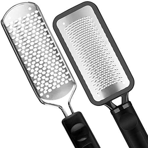 Lima de pedicura – 2 piezas de acero inoxidable colosal para pies, removedor de piel muerta para pies, herramientas profesionales de pedicura lavables y reutilizables