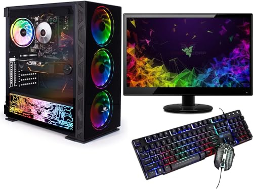 Veno Scorp GAMING PC Bundle Intel Core i7 2600 16GB Ram, 24 Full HD Led Monitor 256GB SSD + 1TB HDD GTX 1650 4GB Windows 11 Gaming PC USB 3.0 NeonZilla 4 X ARGB Gaming Case