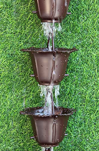 KAM Home Blumen-Regenkette 2,6 m mit Messingschraube Dachrinnenadapter Installation, Standard (Braun, 13)