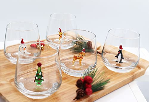 HeguSun Vaso de beber 3D con bonito animal en el interior, figura de cristal hecho a mano, vidrio sin tallo para agua, vino, leche, bebidas