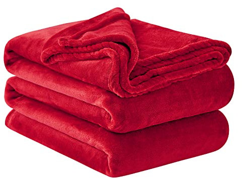 Aisbo Kuscheldecke Flauschig Decke Rot - Fleecedecke 220x240 cm XXL Große Warme Couchdecke, Kuschlige Wohndecke Weich als Sofaüberwurf Blanket Sofadecke Bett für Winter
