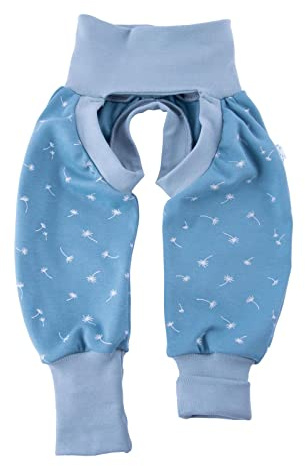 iobio Crawlers EasyFree Splitpants - Windelfrei Schlitzhose aus Bio Baumwolle für EasyFree Windel (50/56, Vintage Blue Dandelion - Version '22 mit Klettflausch)