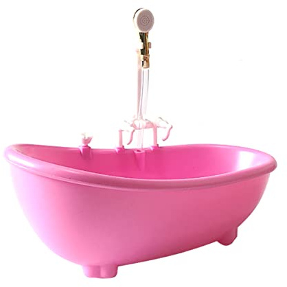 Gadpiparty Doll Bathtub with Water Spraying Feature Electric Shower Pool for Boy Girl Fun Bathing Toy for Dolls No Battery Included Plastic Bath Tub Pink
