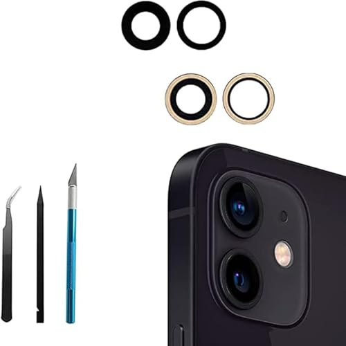 2PCS 12 Mini / 12 Sapphire Back Rear Camera Glass Lens Replacement for iPhone 12 for iPhone 12 Mini with Preinstalled Adhesive and Repair Toolkit Set