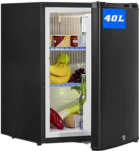 SMETA 2 Way Camping Fridge 12V 240V with Lock 40L Campervan Fridge for Caravan Van Truck RV Motorhome Quiet | Reversible Door | Black | for Caravan Van Truck RV Motorhome Quiet | Reversible Door | Black
