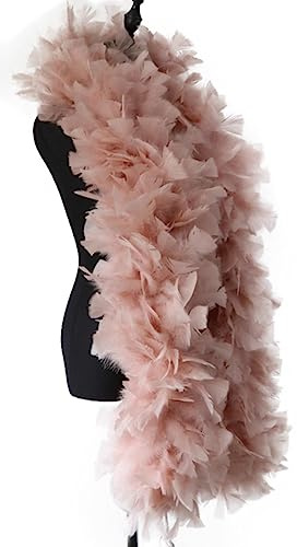 BORATO Boa De Plumas Rosa 2 Metros De Pavo Marrón Pluma Boa Bifurcante De Plumas De Marabú para Cosplay 200G Ropa De Vestir Decoración De Columnas Boas-06,80G