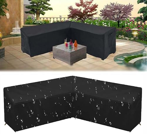 Housse de protection pour meubles de jardin en forme de L - Housse de protection pour canapé d'angle - En forme de L - Imperméable - Résistant aux UV - Forme L - 215 x 215 x 87 cm