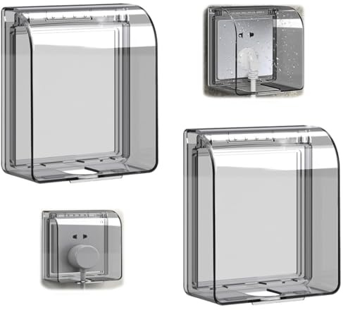 2 Stück Schalter Stecker wasserdichte Box, wetterfest, Transparente Steckdosenbox, Transparente Steckdosenbox für badezimmer, Steckdosen Abdeckung Wasserdicht, geeignet für Badezimmer, Küche