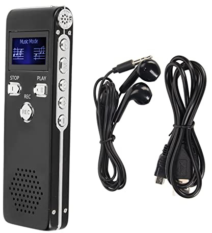 Registratore Vocale Digitale con Riduzione del Rumore HD a Doppio Microfono - Dispositivo di Registrazione Portatile e Lettore MP3 per Lezioni (32G)