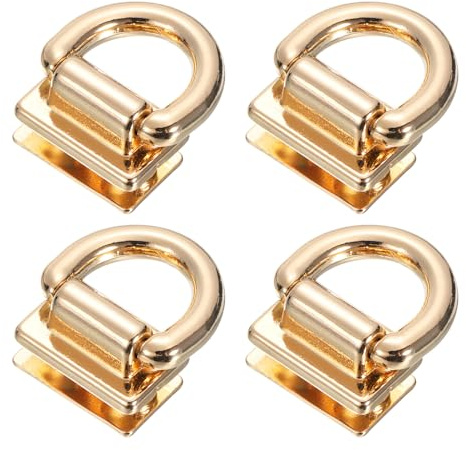 QUARKZMAN Metallo Connettore Borsa con Ring D, 4pz 18mm Pochette Ponte Gancio Fibbia con Viti per Borsetta Fai-Da-Te, Catena Chiave Cordino (Dorato Chiaro)