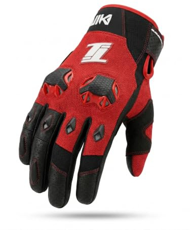TLA WIK Gants moto en cuir et tissu avec protections homologué CE, poignet court, hommes et femmes. Gant moto, scooter, café racer, tactiles, mi-saison, respirants, haute protection contre les chocs.