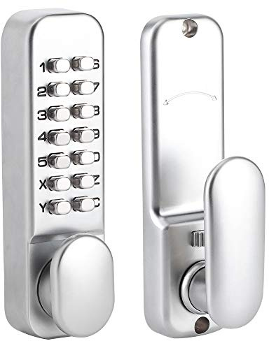 Topyond Digitales Code-Schloss Türschloss Code-Türknauf, Intelligentes Mechanisches Zahlenschloss,Türgriff Mit Tastatur, Schlüsselloses Code-Sicherheitsschloss Für Den Zugang Zum Home-Office(Silber)