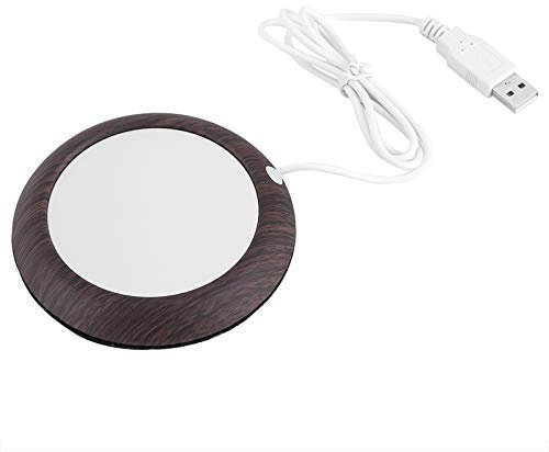 Chauffe-tasse USB, plaque chauffante à café, coussin chauffant, grain de bois foncé, chauffe-tasse, chauffe-boisson, tapis chauffant pour bureau, thé, café (grain de noyer foncé)