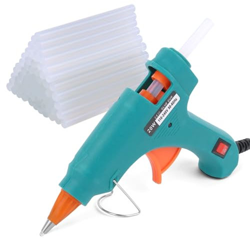 VFANDV Pistola per Colla a Caldo, 60 Pezzi 7mm*100mm Stick & 20W Mini Colla a Caldo, Pistola per Colla a Caldo per Arte DIY, Hobby, Artigianato