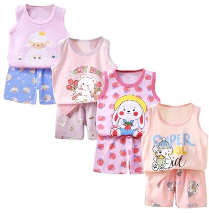 XM-Amigo 8 Paquetes e Chalecos sin Mangas para Bebé niñas Camisetas sin Mangas Pantalones Cortos Conjuntos de Ropa (Etiqueta:50/73)
