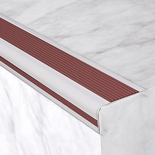 ZYXQQJ 1m Treppenkantenprofil Anti-Rutsch Treppenkantenschutz Winkelprofil L-förmige Stufenkantenprofil Im Innen Außen Treppen(Color:Brown,Size:W5cm)