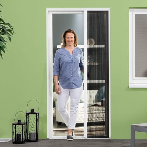 empasa Insektenschutz Plissee Tür EM23 Fliegengitter Schiebetür aus Aluminium für Balkon oder Terrasse, individuell zuschneidbar, in verschiedenen Größen, weiß oder anthrazit