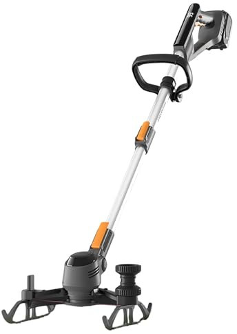Desbrozadora sin Hilo, Cortabordes De Hilo Inalámbrico, Cortabordes De Césped con Ángulo De Corte Ajustable De 90°, Interruptor De Control Doble, 3 Tipos De Cuchillas(Two Batteries)