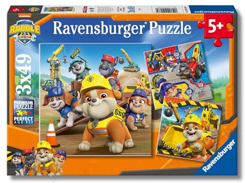 Ravensburger Puzzle Paw Patrol Arbeitsfahrzeuge - 3x49 Teile Puzzle ab 5 | 3x49 Teile Paw Patrol Puzzle, Kinderpuzzle ab 5 Jahre, Ravensburger Qualität
