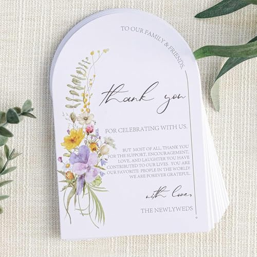 50 tarjetas de agradecimiento con diseño de arco para bodas, recepciones de boda, tarjetas de agradecimiento para decoraciones, compromiso, aniversario (rojo)