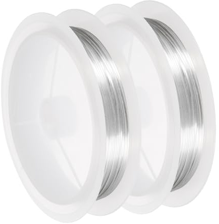 sourcing map 2PCS 22 Gauge(0.6MM) Copper Wire for Jewelry,Silver,4.5M | Making Tarnish Resistant Beading Wire for Jewelry Making Crafts Supplies