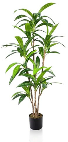PlusFive Artificial Plants Indoor 5FT Faux Dracaena Tree Large Artificial Plants Indoors in Pots Artificial Palm Tree for Home Decor Office Living Room Garden Decor Housewarming Gift