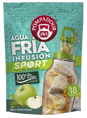 Mezcla de hierbas, frutas y magnesio con sabor a manzana y limón para infusión de 45 g. Paquete de 6.