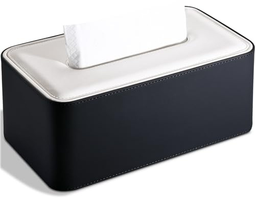 KINGFOM PU Leder Kosmetiktücher Box Taschentuchbox Tücherbox für Büro/Auto/Zuhause (C-Schwarz)
