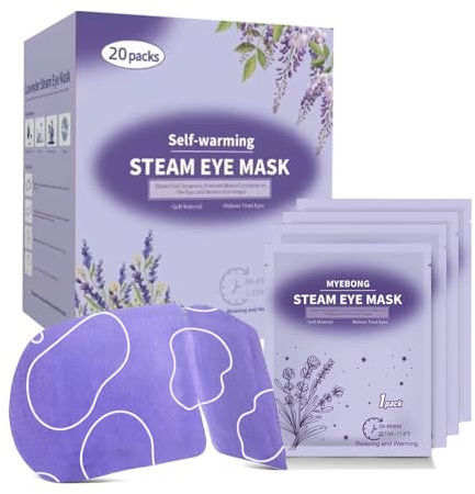 20 packs Steam Eye Mask for Dry Eyes, Heated Eye Mask, Self Heating Eye Masks Help for Dark Circles, Puffy Eyes, Disposable Warm Compress Eyes Mask for Sleeping Relief Stress Eye Fatigue