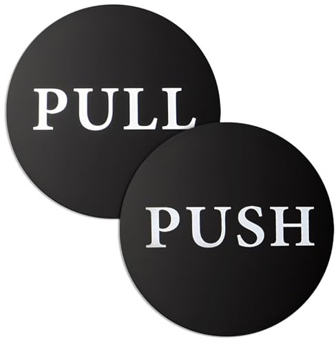 ELNX Cartelli circolari in Acrilico Push & Pull, Confezione da Due, da 4 Pollici, Adesivi per Porte Push & Pull, Resistenti, autoadesivi per scuole, Hotel, uffici