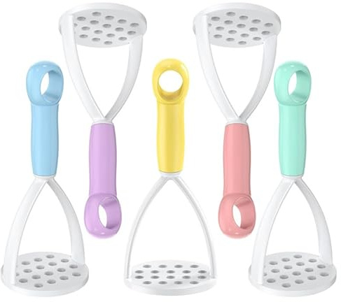 Healifty 5Pcs Potato Masher Manual Potato Crusher for Baby Complementary Food Vegetable and Fruit Puree Reusable Plastic Kitchen Tool for Home Hotel and Restaurant Use