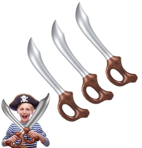 KEQAR 6 Pièces Épée de Pirate Gonflable, Accessoire Pirate, Déguisement Pirate Enfant, L'Épée de Jouets Gonflable, Accessoires de Costume de Pirate, Cosplay de la fête d'halloween (6 pcs)