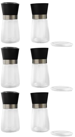 Set di 6 macina sale e pepe, 180 ml, macinaspezie con macina in ceramica regolabile manualmente, 13 x 6,5 cm, trasparente, per diverse spezie