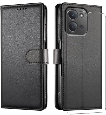 JUNETOP Funda para Xiaomi Redmi 15C / Poco C85 con Cristal Templado, Negro