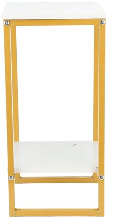 Hamwesh 2 Tier Metall Pflanzenständer, Eisenblumentopfregal mit Zweistufigem Design für den Gebrauch Im Innenbereich Im Freien (Weißes Tablett aus Gold Rahmen)