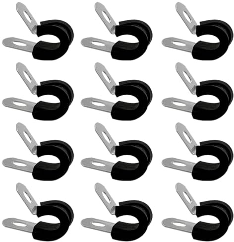 ZORVYN 10 Stück Rohrschellen mit Gummieinlage, Edelstahl Schlauchschellen, Kabelklemme, Gummi P Clips, Metall Schraubrohrschellen, Kabelschellen, P-Clips, Gelenkrohrschellen (10mm)