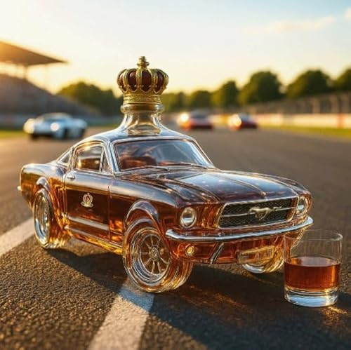 300 ml de botella whisky en forma automóvil: decantador vidrio whisky estatuas creativas para decoración bar casa Crown Stickers