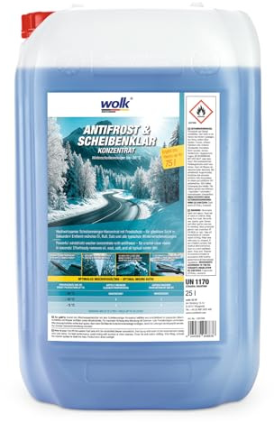 wolk Scheibenfrostschutz 25L Konzentrat bis -30°C - Scheibenwischwasser | Frostschutzmittel Scheibenwaschanlage Konzentrat für Auto - Wischwasser Winter Frostschutz mit Antifrost Klarsicht Formel