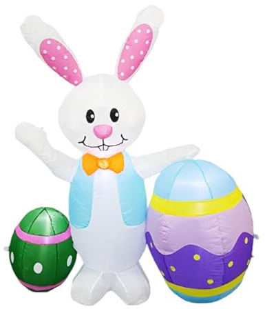 Baoblaze Decorazione Coniglio Pasquali Gonfiabile per Cortile da 1.5 M,Uova Gonfiabili e coniglio di Pasqua e carina, per Esterni per Centri commerciali, Prato