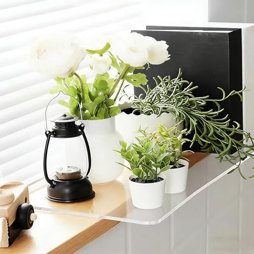 Indoor Window Sill Ledge Plant Shelf Extender, Waterproof Windowsill Extension Board Spice Rack, Minimalist Plastic Medicine Cabinet Shelves(55x30cm (21 5/8x11 3/4))