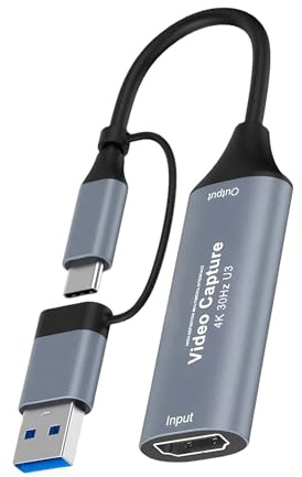 Capture Card – USB Externes Audioübertragungsgerät für Aufnahme | High-Speed-Videoaufnahme von Kamera Videorekorder oder TV auf Computer Laptop PC Einfache Einrichtung Plug and Play für Streamer